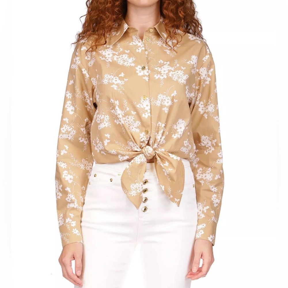 Michael Kors women’s Cotton Botanical Tie Shirt size medium gently preowned